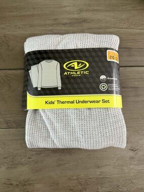NEW 2Pc 10-12  (M) Boys Gray Thermal Underwear Set-Waffle Knit